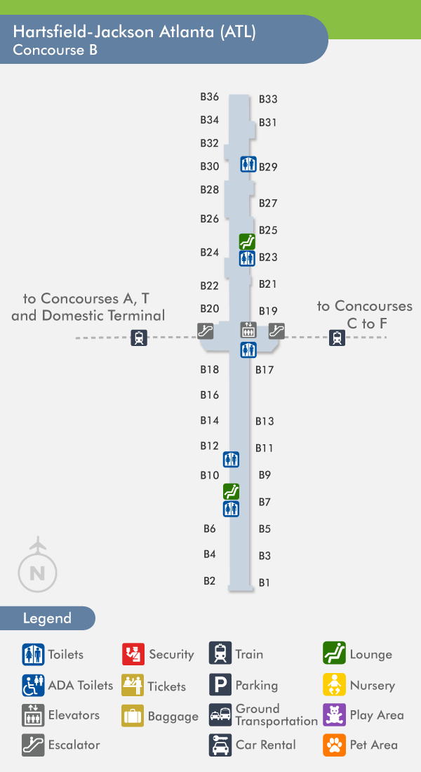 atlanta airport map terminal b restaurants