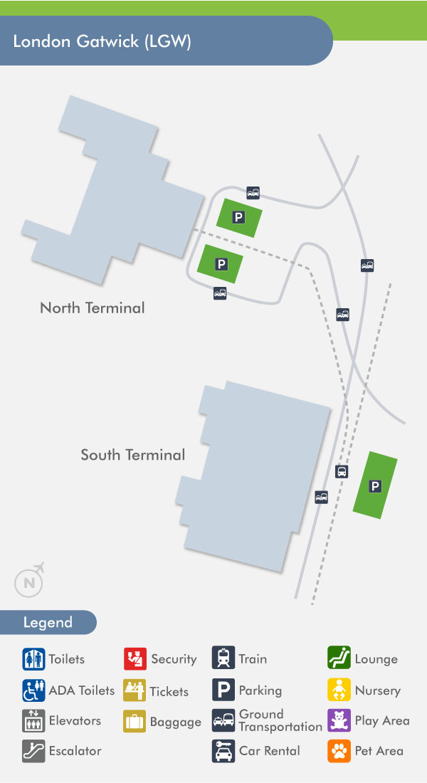 Gatwick Airport Lgw Terminal Map By Terminal Airline