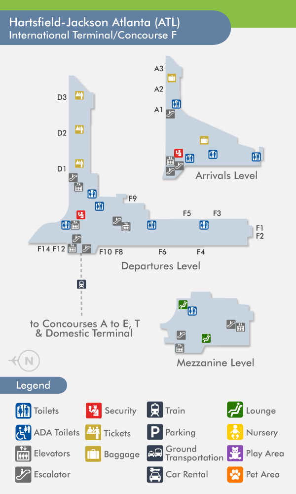 Atlanta International Airport Terminal F Map 