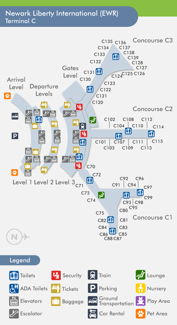 Newark Airport Terminal C Map – Map Of The Usa With State Names