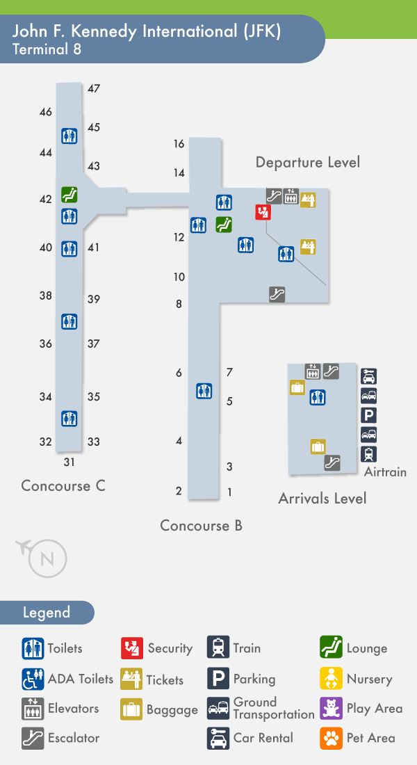 terminal 8 jfk map Aa Guide Jfk New York J F Kennedy International Airport Mct terminal 8 jfk map